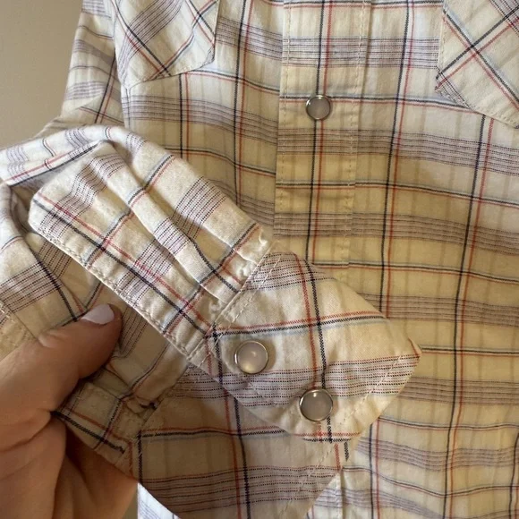 LEVIS PLAID WESTERN PEARL SNAP UP SHIRT SLIM FIT MEDIUM VINTAGE 1990's - Picture 6 of 9